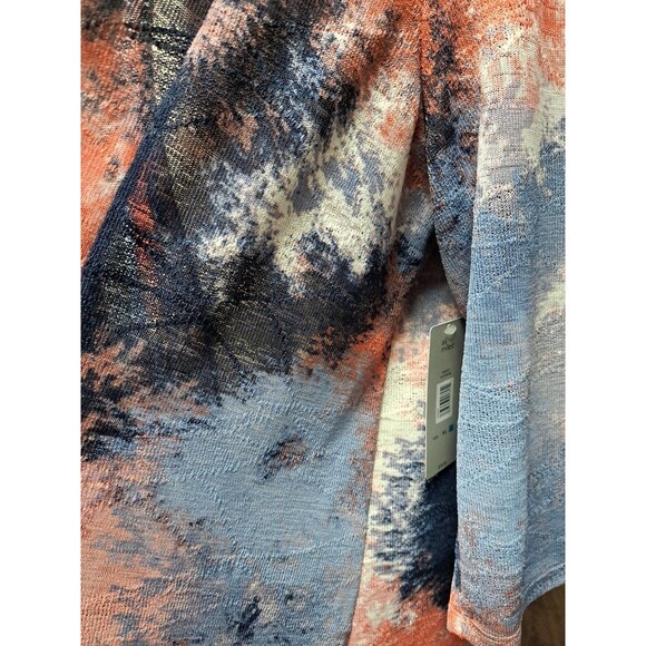Ali Miles Women's Open Front Cardigan Sweater Size XL Watercolor Artsy Preppy - Picture 6 of 10